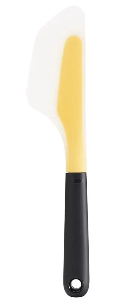 silicone omelet spatula with black plastic handle