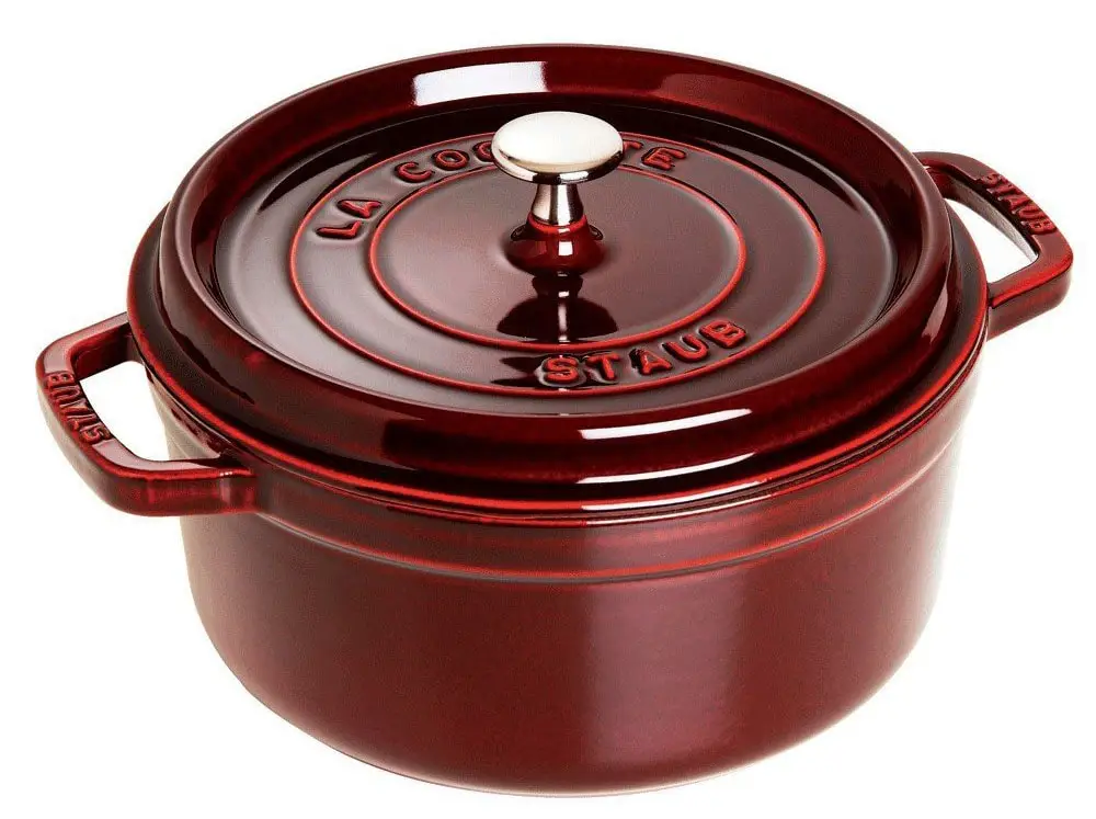 red Staub cocotte with lid