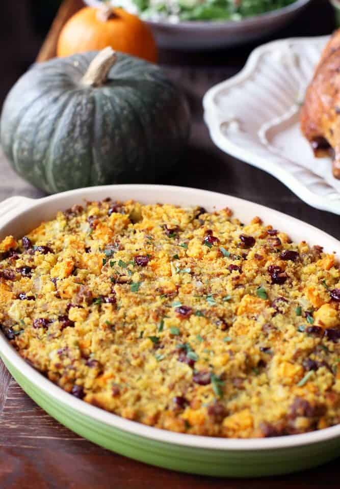 Cornbread Dressing with Sausage and Butternut Squash