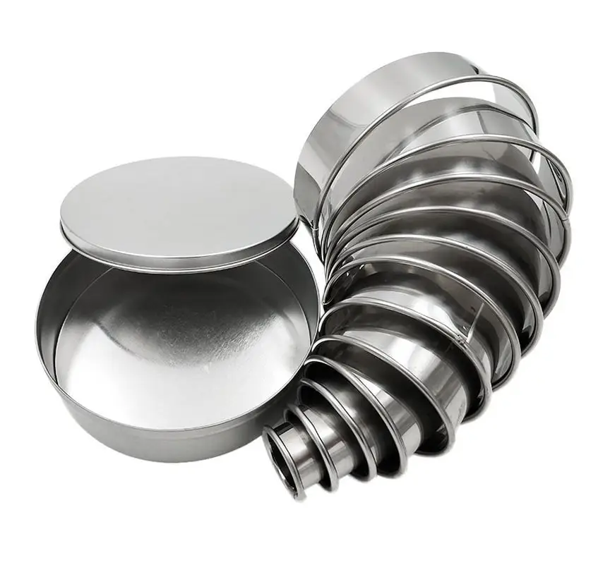 metal biscuit cutters splayed out and tapered in size