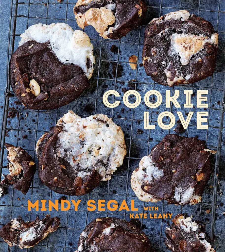 chocolate cookies on a wire rack on the cover of the book Cookie Love by Mindy Segal