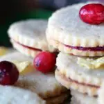 stacked Corn Flake Shortbread & Cranberry Jam Cookie Sandwiches