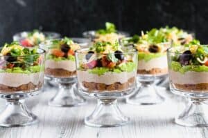 individual sever layer dips in small trifle dishes