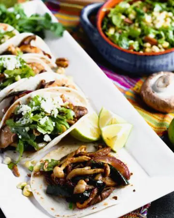 Mushroom Tacos with Pecan Arugula Salsa