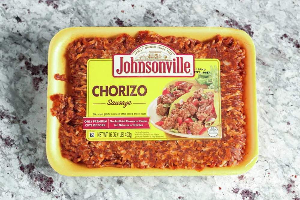 yellow package of Johnsonville chorizo sausage shown as an alternative ingredient option