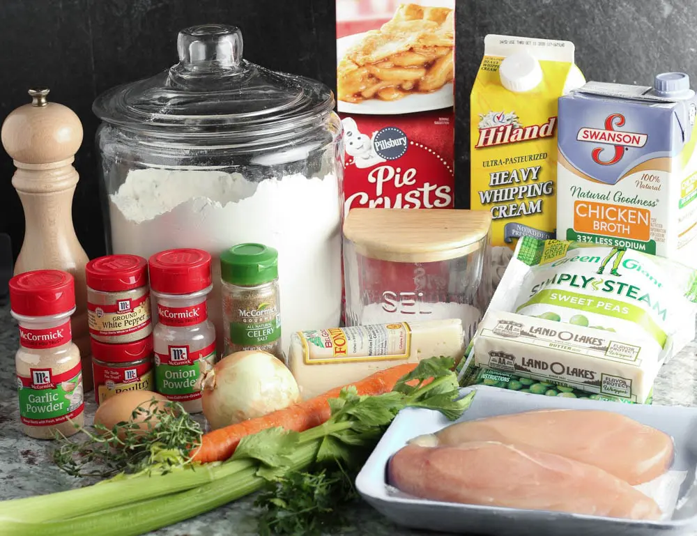 ingredients for chicken potpie crostata