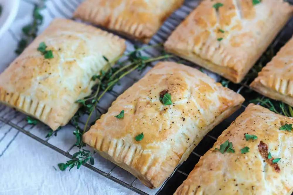 closeup view of Shepherd's Hand Pies on a cooling rack