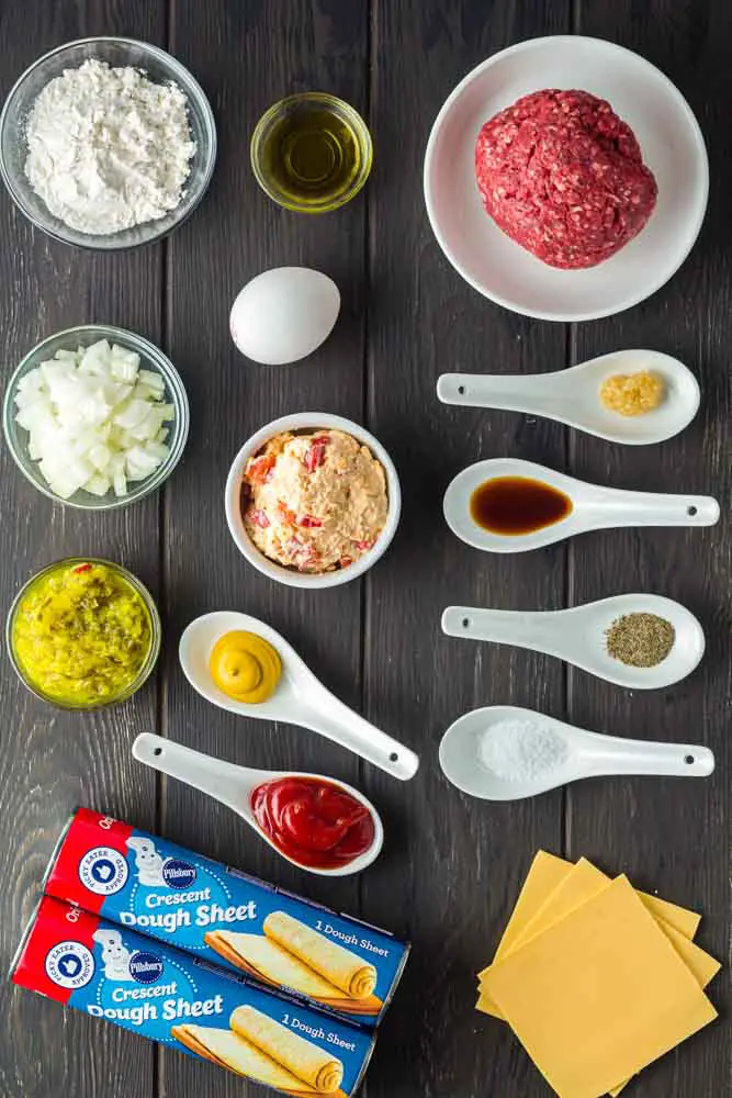 ingredients for pimento cheeseburger hand pies