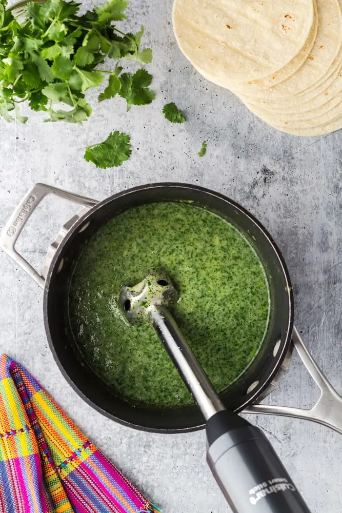 Green chicken enchilada sauce process shot 4