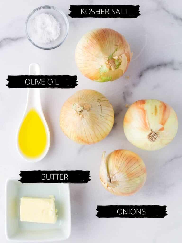 ingredients for caramelized onions