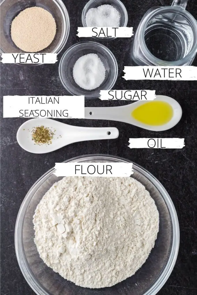 ingredients for easy homemade pizza dough