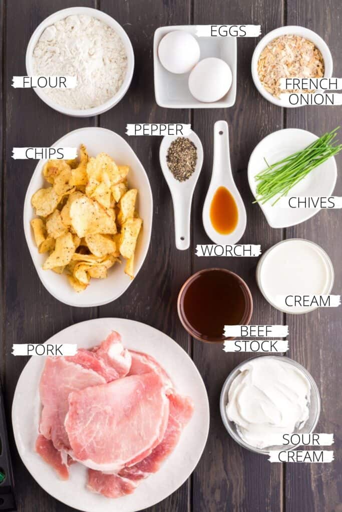 Ingredients for French Onion Pork Chops.