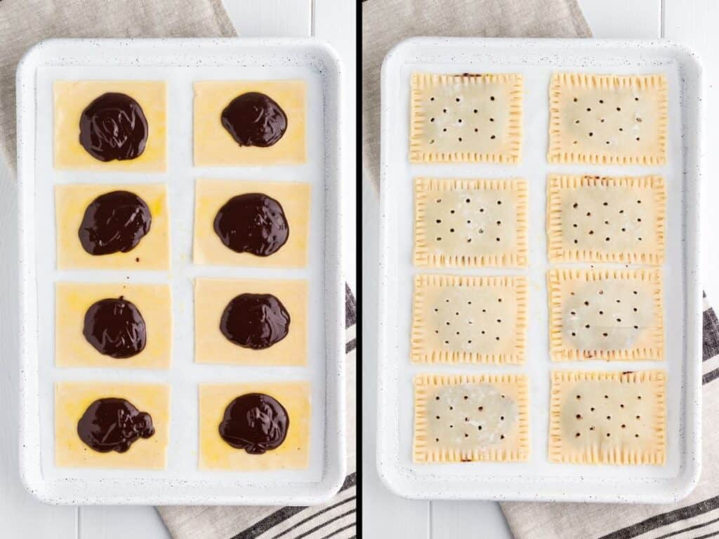 Chocolate Fudge Pop-Tarts process shots showing dough being filled and sealed