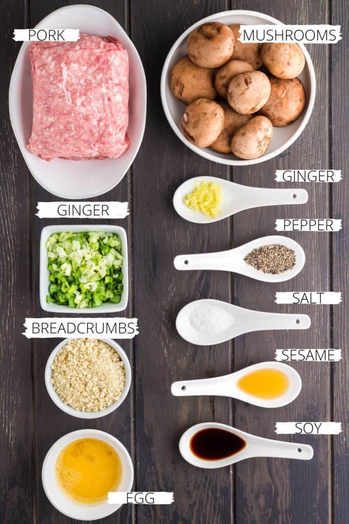 Ingredients for Asian Pork Meatballs.