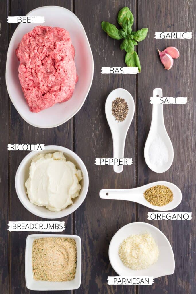 Ingredients for mini meatballs.