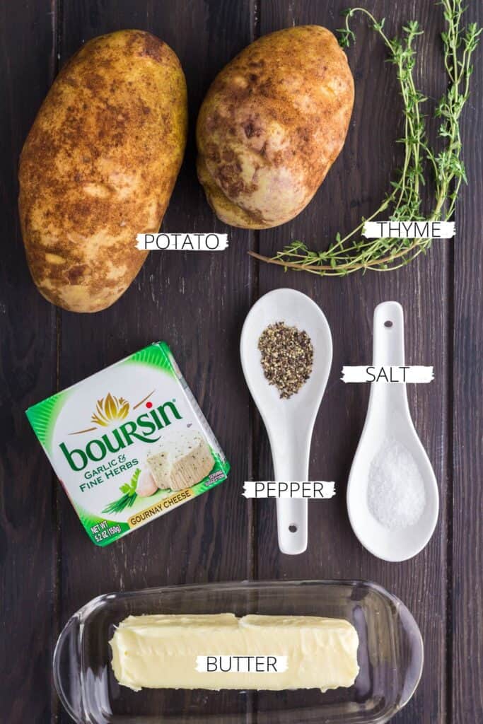 Ingredients for Boursin Potato Stacks.