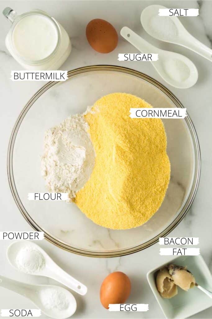 Ingredients for cornbread for southern dressing.