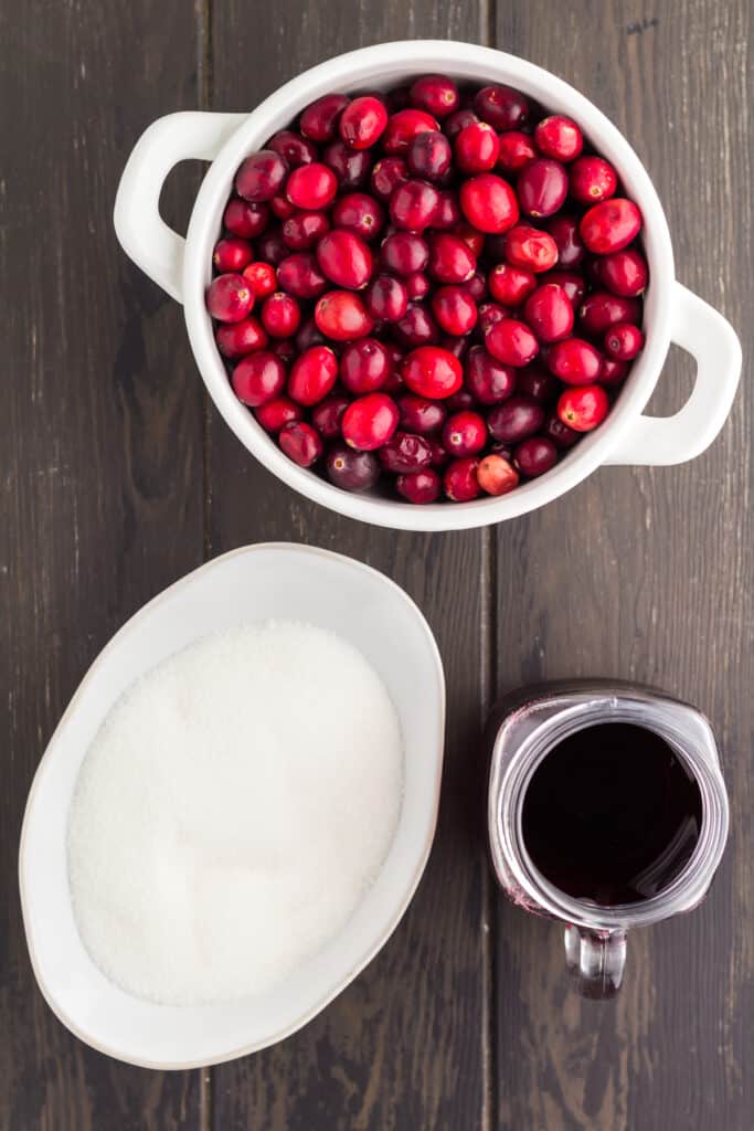 Ingredients for homemade cranberry sauce